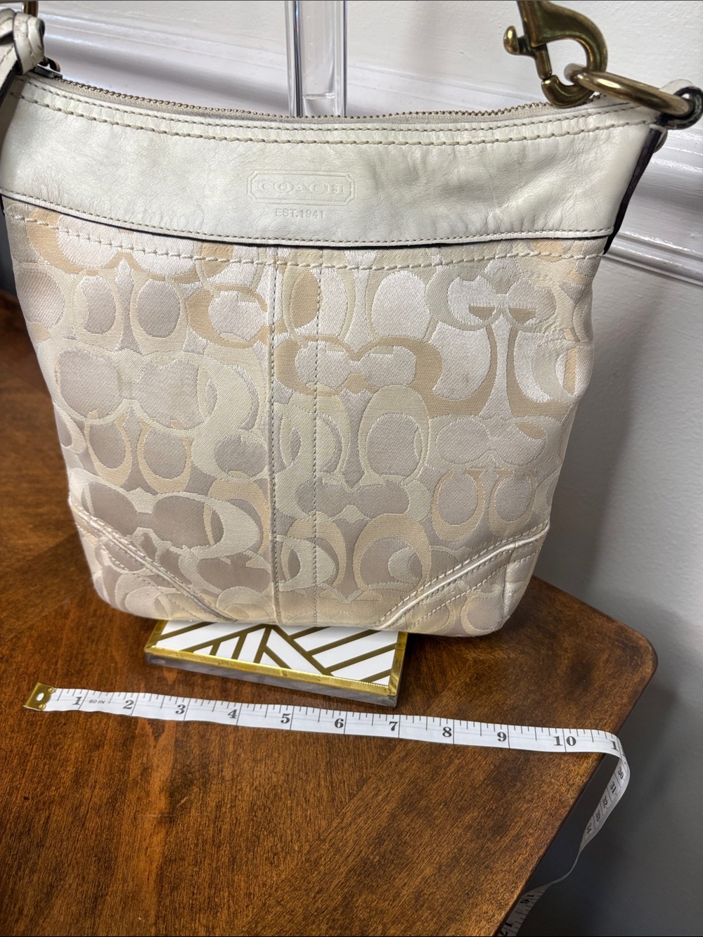 Coach Vintage Optic Signature C Crossbody/Shoulder in Jacquard w/ Leather Trim - Picture 11 of 16